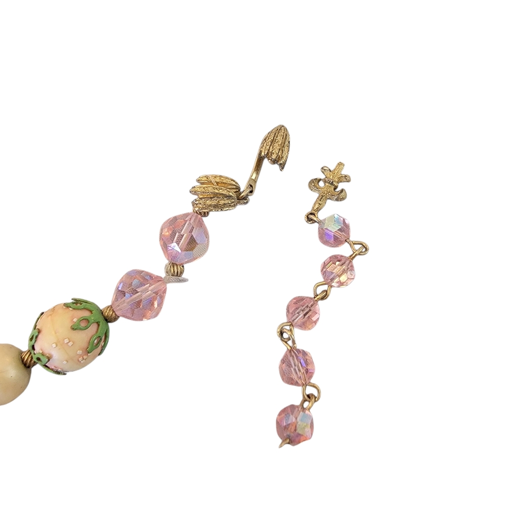 Vendome Vintage Signed "Garden Party" Crystal & Faux Pearl Necklace - Picture 6 of 7